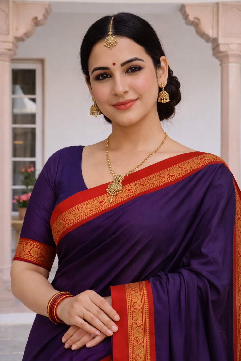 Classic Purple & Red Royal Elephant Saree