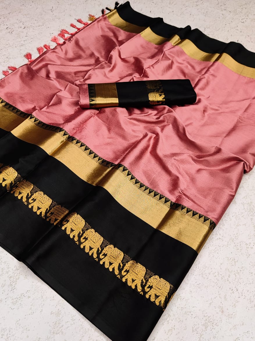 Baby Pink Cotton Silk Saree